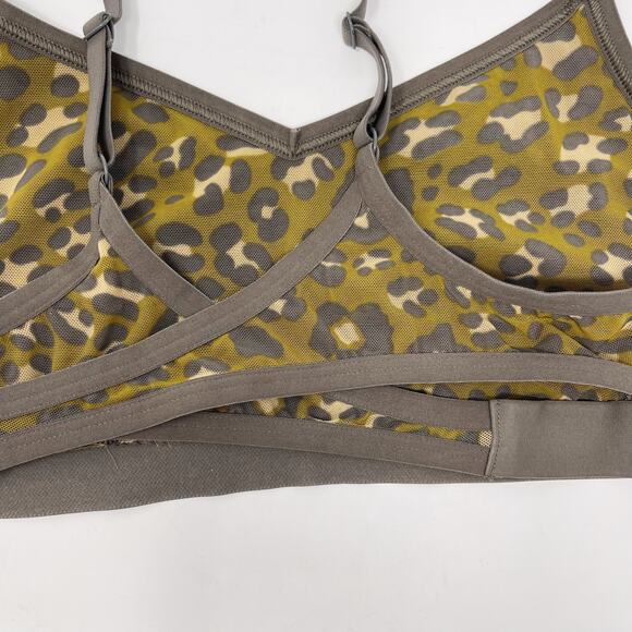Aerie Offline Large Green Stretch Medium Support Sports Bra Leopard Keyhole Back - Picture 7 of 9